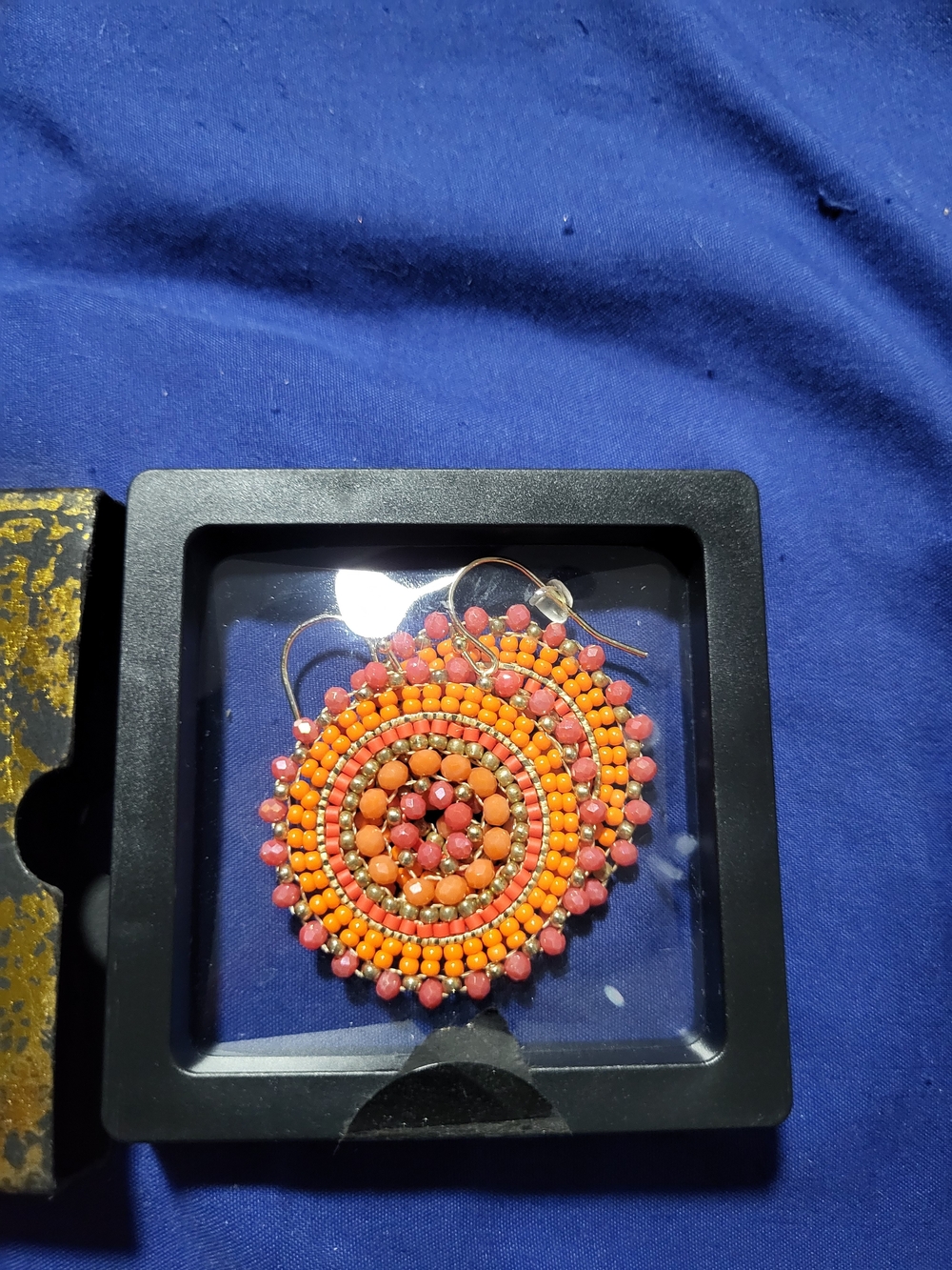 Handcrafted Orange & Pink Beaded Hoop Earrings